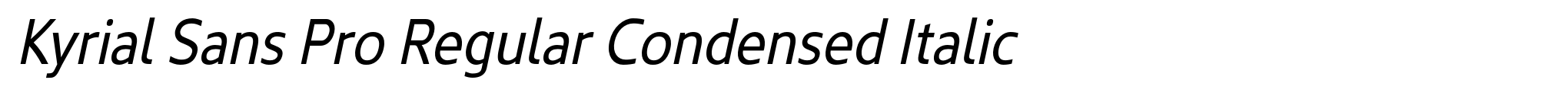 Kyrial Sans Pro Regular Condensed Italic image